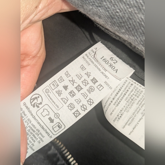 NWOT ALL SAINTS BALFERN DENIM BIKER JACKET IN WASHED GRAY - Picture 9 of 12